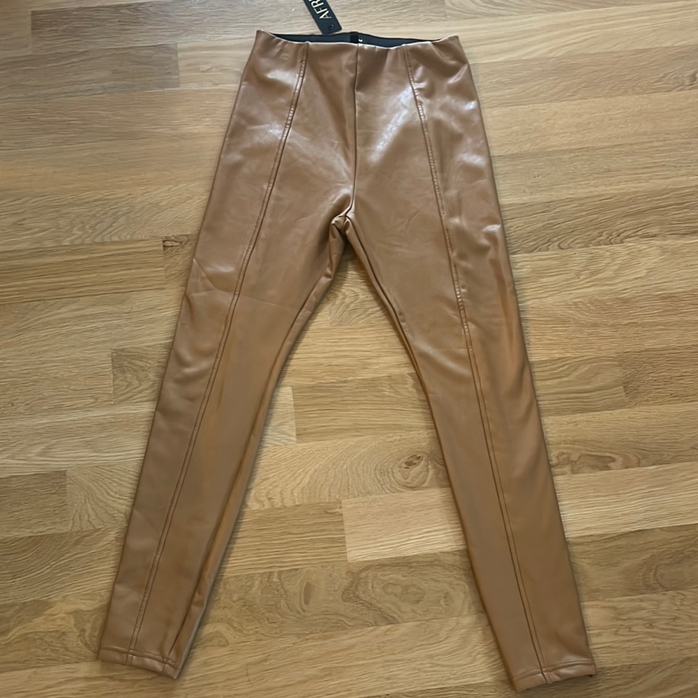 NWT AFRM Tan Faux Leather Pants Leggings Small